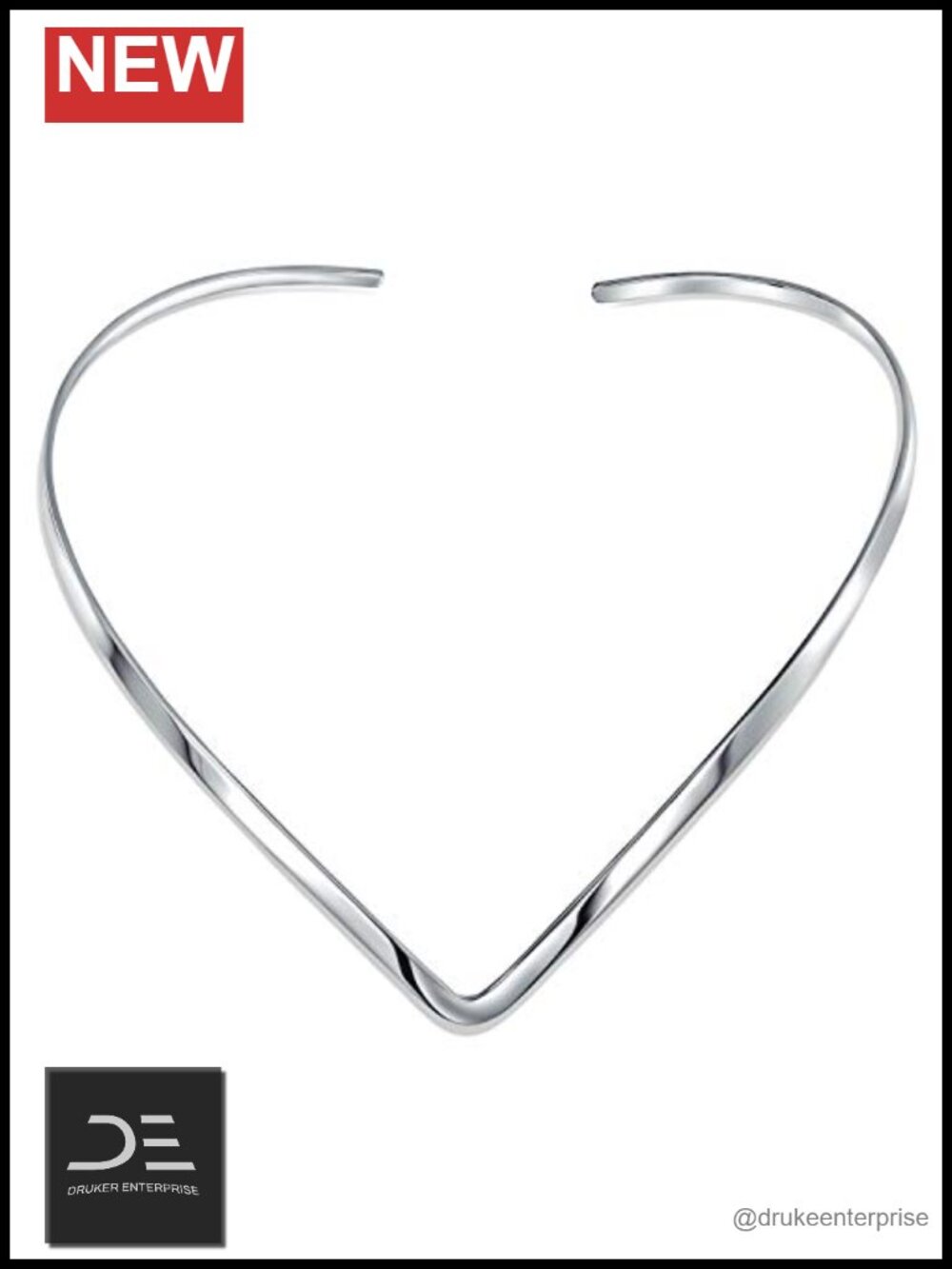 V Shape Sterling Silver Choker Necklace Statement